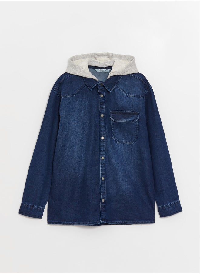 LC WAIKIKI Comfort Fit Hooded Boys' Denim Shirt  - Image 1
