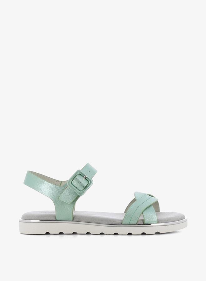 SJ Women's Textured Cross-Strap Sandals with Buckle Closure  - Image 2