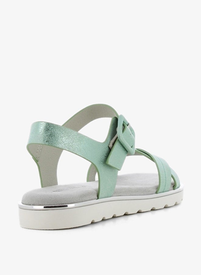 SJ Women's Textured Cross-Strap Sandals with Buckle Closure  - Image 3