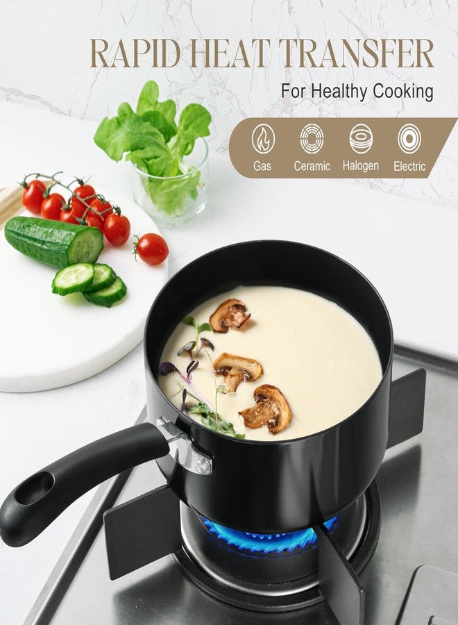 MICHELANGELO Nonstick 1 Quart Saucepan with Lid, Ceramic Small Sacuce pan, Easy to clean, Non-Toxic Saucepans, 1QT, Black - Image 3