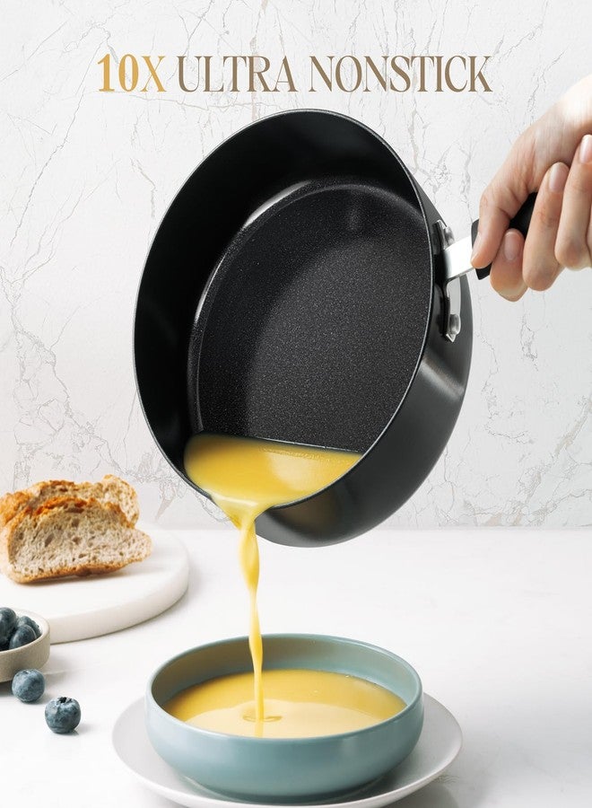 MICHELANGELO Nonstick 1 Quart Saucepan with Lid, Ceramic Small Sacuce pan, Easy to clean, Non-Toxic Saucepans, 1QT, Black - Image 2