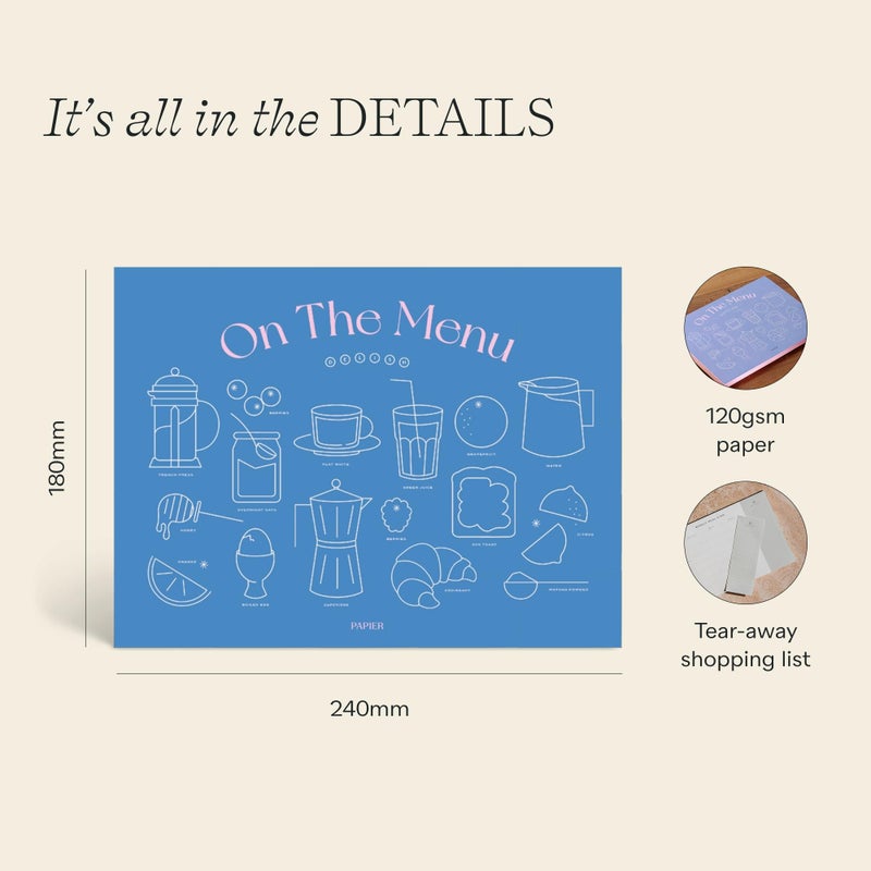Papier On The Menu Weekly Meal Planner & Shopping List Pad | 1 Page Per Week | Plan Daily Breakfast Lunch & Dinner & Note Groceries Needed | Hanging Design | Tear Off Paper Sheets For Grocery Shopping - Image 5