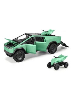 Generic Tesla Cybertruck Pickup With Motorcycle Alloy Car Model Diecast Toy Vehicle Sound and Light Simitation Cars Model Toys Gift  - Image 2