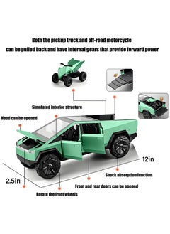 Generic Tesla Cybertruck Pickup With Motorcycle Alloy Car Model Diecast Toy Vehicle Sound and Light Simitation Cars Model Toys Gift  - Image 4