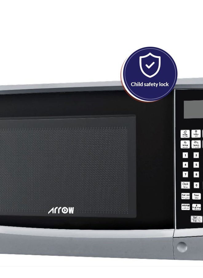 Arrow - 23L Microwave Digital Controller, 900W | 11 Microwave Power Levels | Silver Color | Speed & Weight Defrost | Digital Control Panel | Cooking and Signal | Child Safety Lock | Model Name: RO-23MGS - Image 1