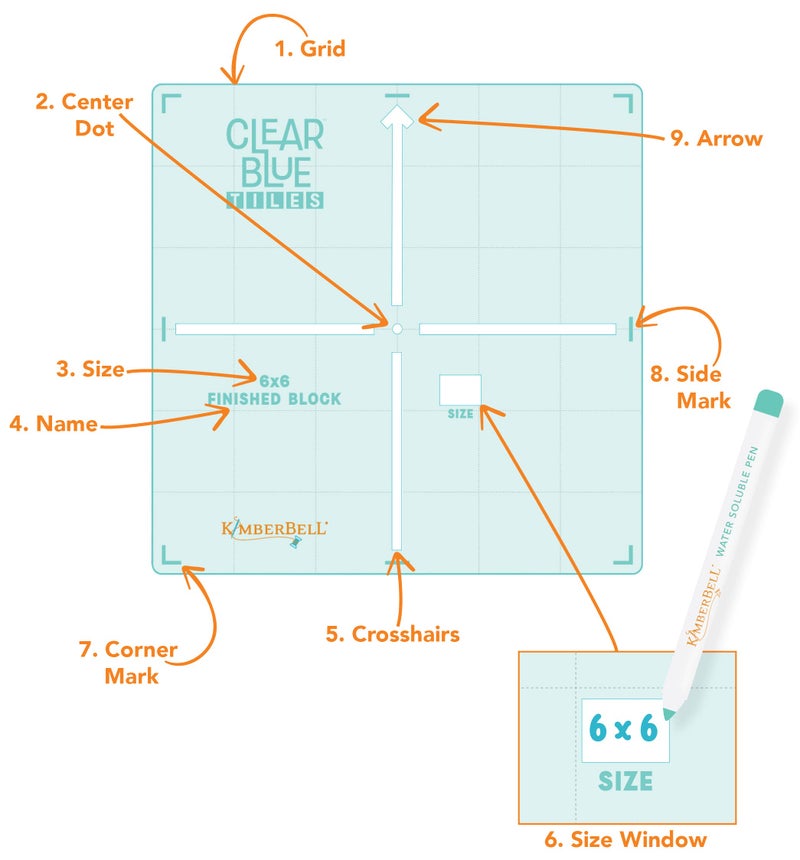Kimberbell Clear Blue Tiles: Expansion Set (22 Pcs) for Larger Hoop Sizes, at-Home Quilting System On Your Embroidery Machine, Custom Block-by-Block Quilting, Allover Quilting Patterns - Image 4