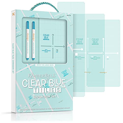 Kimberbell Clear Blue Tiles: Expansion Set (22 Pcs) for Larger Hoop Sizes, at-Home Quilting System On Your Embroidery Machine, Custom Block-by-Block Quilting, Allover Quilting Patterns - Image 1