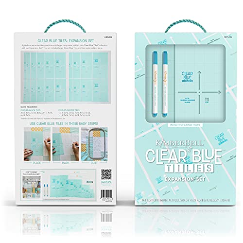 Kimberbell Clear Blue Tiles: Expansion Set (22 Pcs) for Larger Hoop Sizes, at-Home Quilting System On Your Embroidery Machine, Custom Block-by-Block Quilting, Allover Quilting Patterns - Image 2