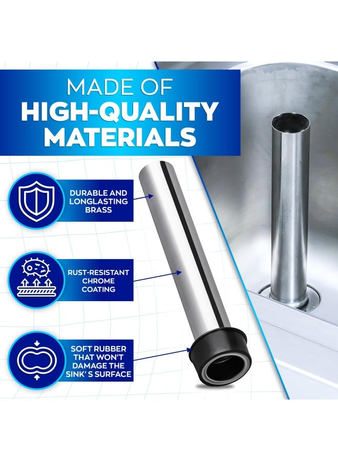 Stainless Steel Bar Sink Overflow Pipe 7.48 In Metal Sink Strainer Pipe Tube Bathroom Pipes Fittings Bathroom Sink Drain Strainer Pipe Overflow Kitchen Sink Drain Stopper For 1.75 Inch Drains - Image 3