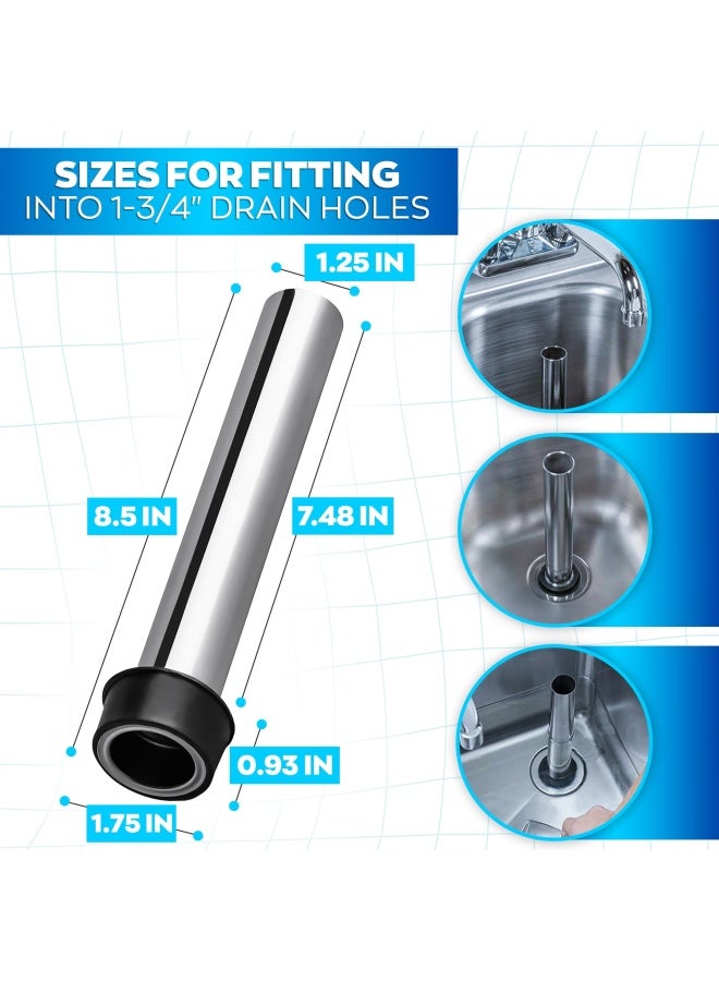 Stainless Steel Bar Sink Overflow Pipe 7.48 In Metal Sink Strainer Pipe Tube Bathroom Pipes Fittings Bathroom Sink Drain Strainer Pipe Overflow Kitchen Sink Drain Stopper For 1.75 Inch Drains - Image 2