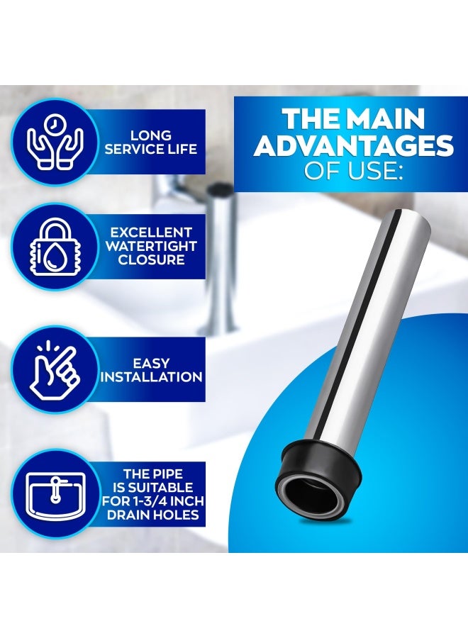 Stainless Steel Bar Sink Overflow Pipe 7.48 In Metal Sink Strainer Pipe Tube Bathroom Pipes Fittings Bathroom Sink Drain Strainer Pipe Overflow Kitchen Sink Drain Stopper For 1.75 Inch Drains - Image 4