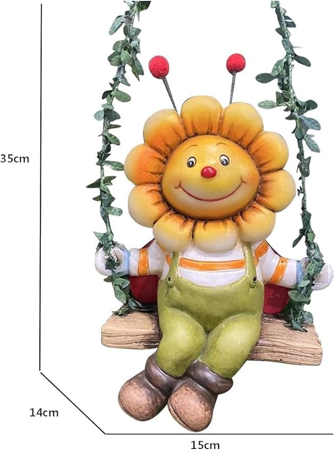 The Decorshed Hanging Cute Sunflower Girl for Home Decor, Room Decor, Garden Decor (Green, Resin) - Image 3