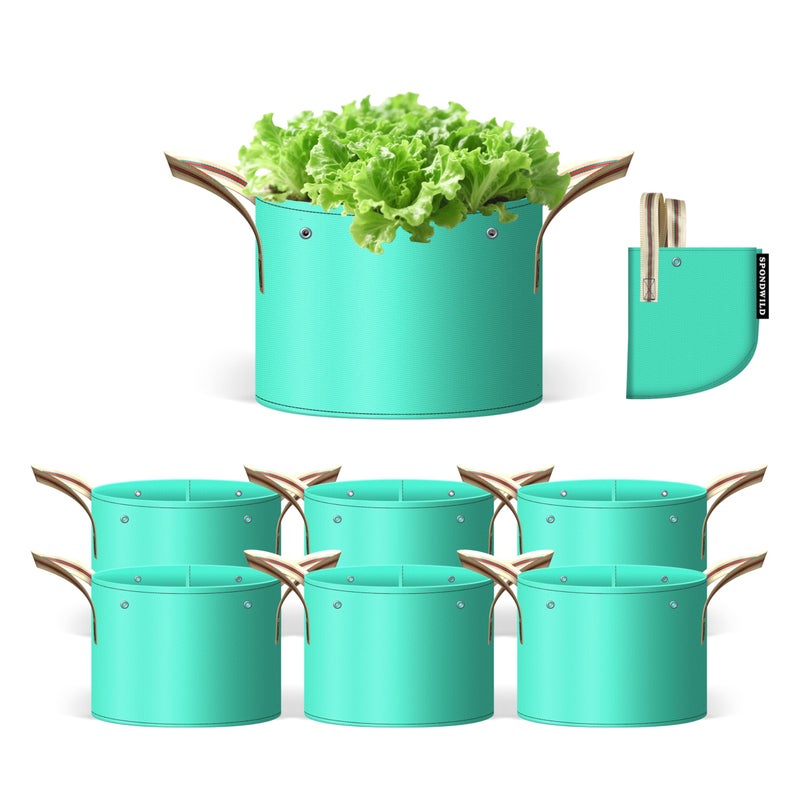SPONDWILD 7 Pcs 10 Gallon Grow Bags, PE Garden Grow Bags for Plants with Branch-Binding Holes and Bottom Drain Holes, Ideal for Vegetables, Strawberries and Flowers - Image 1