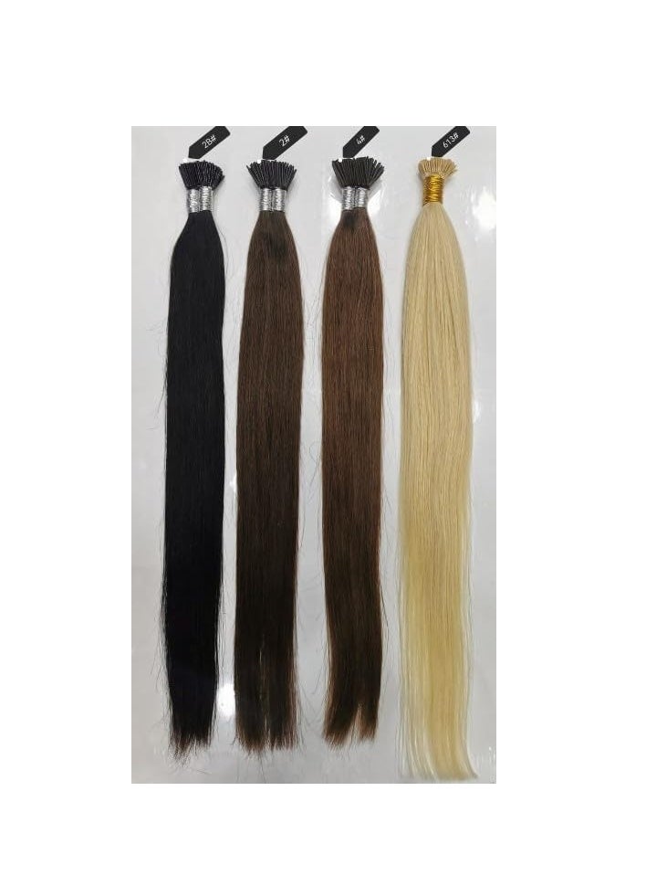 Estelle I Tip Hair Extensions Human Hair, Remy Brazilian Virgin Hair Invisible Itip Hair Extensions 100% Real Human Hair Keratin I Tip Pre Bonded Extension 24inch 50g/pack (Brown)  - Image 3