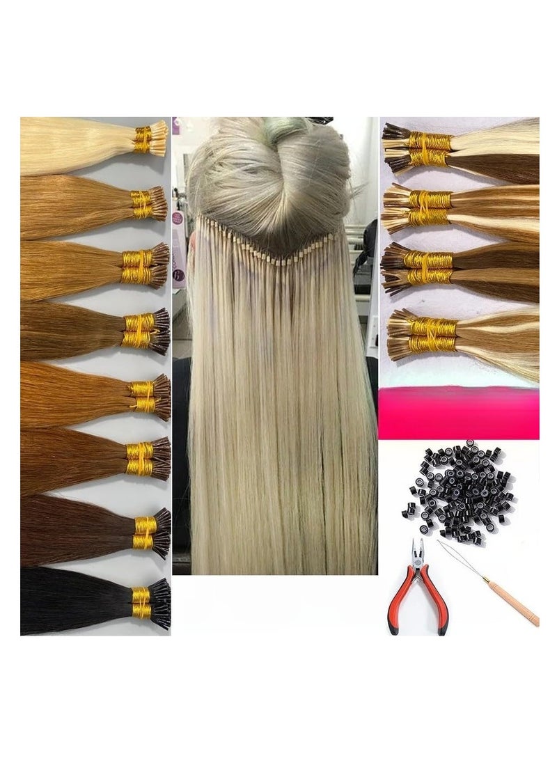 Estelle I Tip Hair Extensions Human Hair, Remy Brazilian Virgin Hair Invisible Itip Hair Extensions 100% Real Human Hair Keratin I Tip Pre Bonded Extension 24inch 50g/pack (Brown)  - Image 4