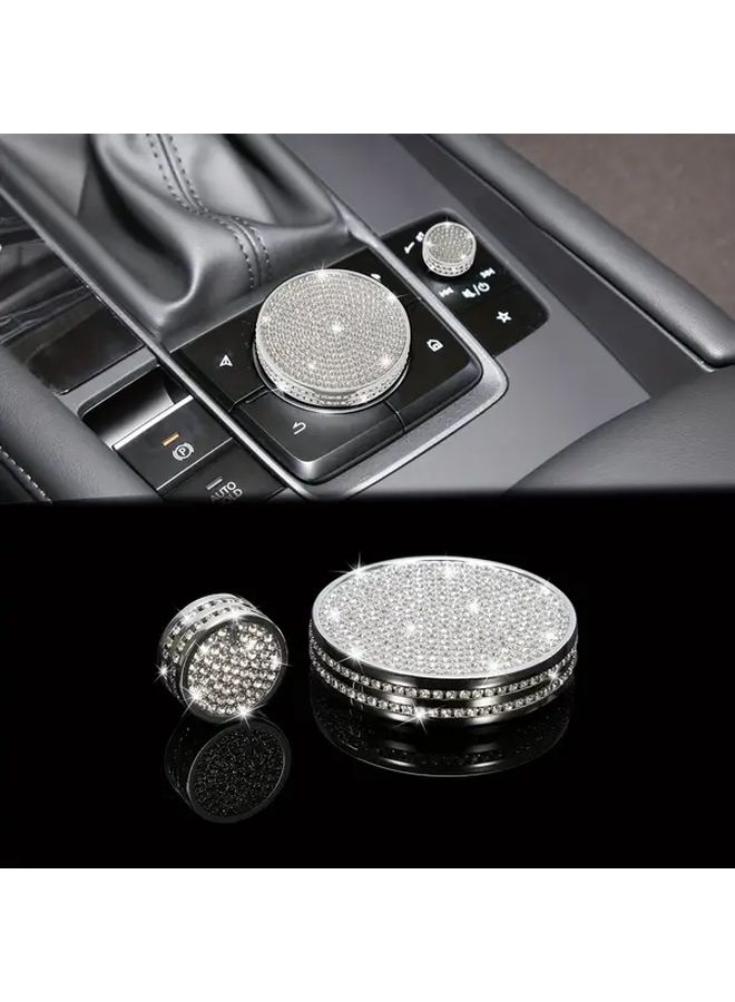 White Diamond Volume Knob Cover 2pcs For Mazda 3 CX 30 Console Audio Button - Image 1