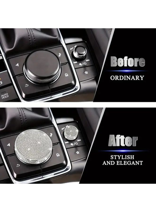 White Diamond Volume Knob Cover 2pcs For Mazda 3 CX 30 Console Audio Button - Image 3