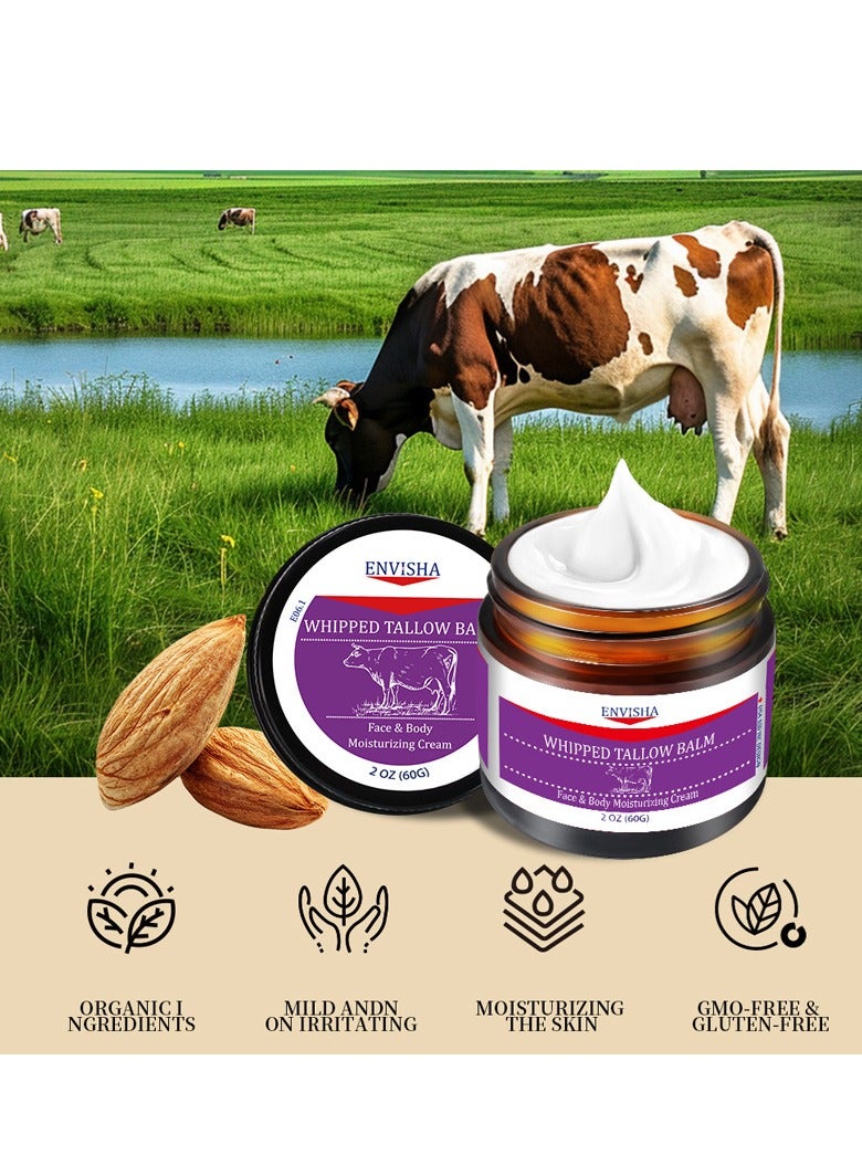 ENVISHA Handmade Whipped Tallow Cream - for Face and Body, Nourishing and Hydrating Skin, 100% Organic Grass-Fed Tallow, All Natural Daily Skin Care - 2 oz - Image 3