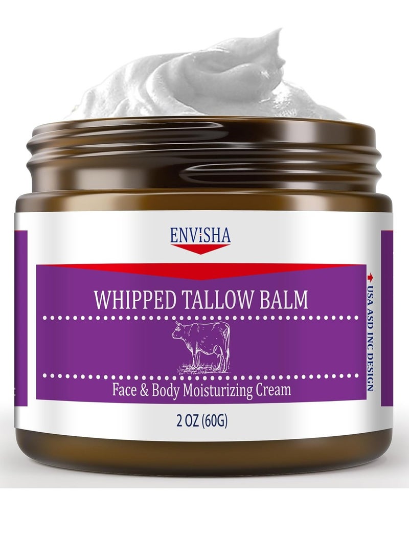 ENVISHA Handmade Whipped Tallow Cream - for Face and Body, Nourishing and Hydrating Skin, 100% Organic Grass-Fed Tallow, All Natural Daily Skin Care - 2 oz - Image 1