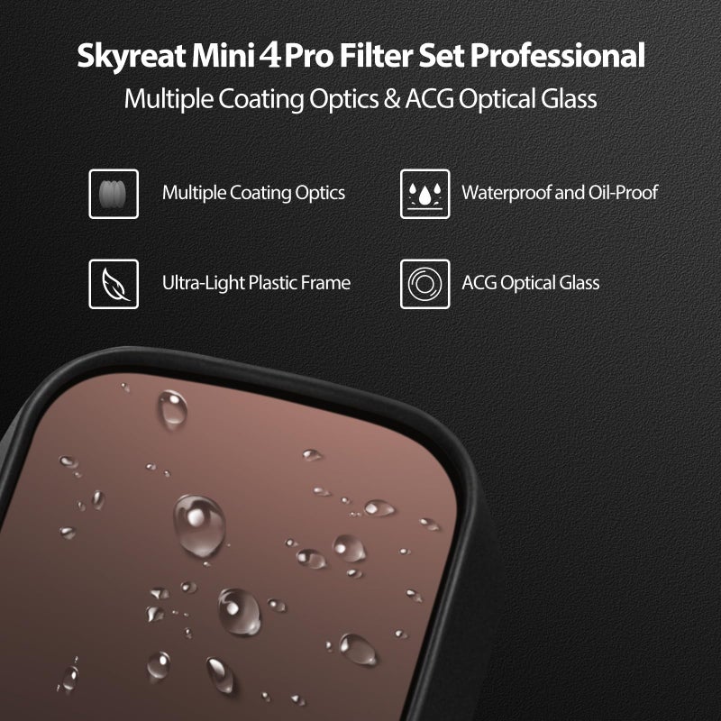 SKYREAT ND Filters Set for DJI Mini 4 Pro Accessories,6 Pack-(CPL, ND8, ND16, ND32, ND64,ND128) - Image 3