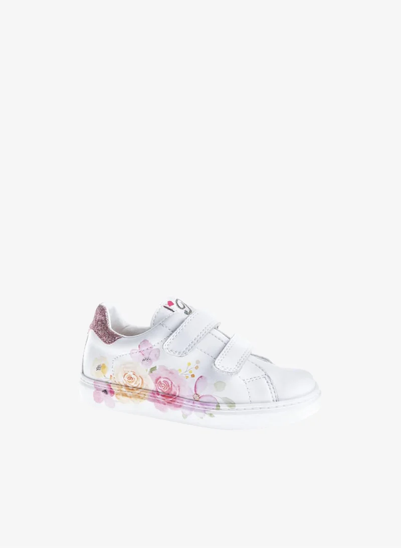 Pablosky Girls' Floral Print Sneakers with Hook and Loop Closure School Shoes