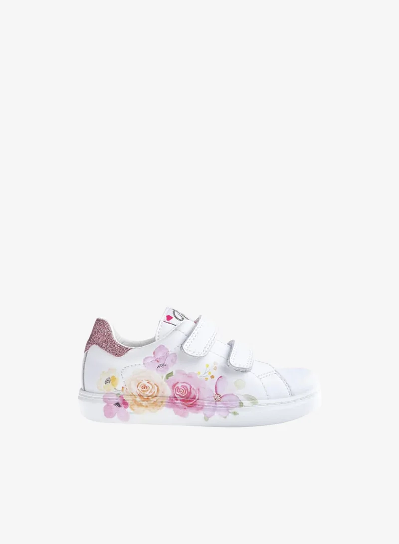 Pablosky Girls' Floral Print Sneakers with Hook and Loop Closure School Shoes