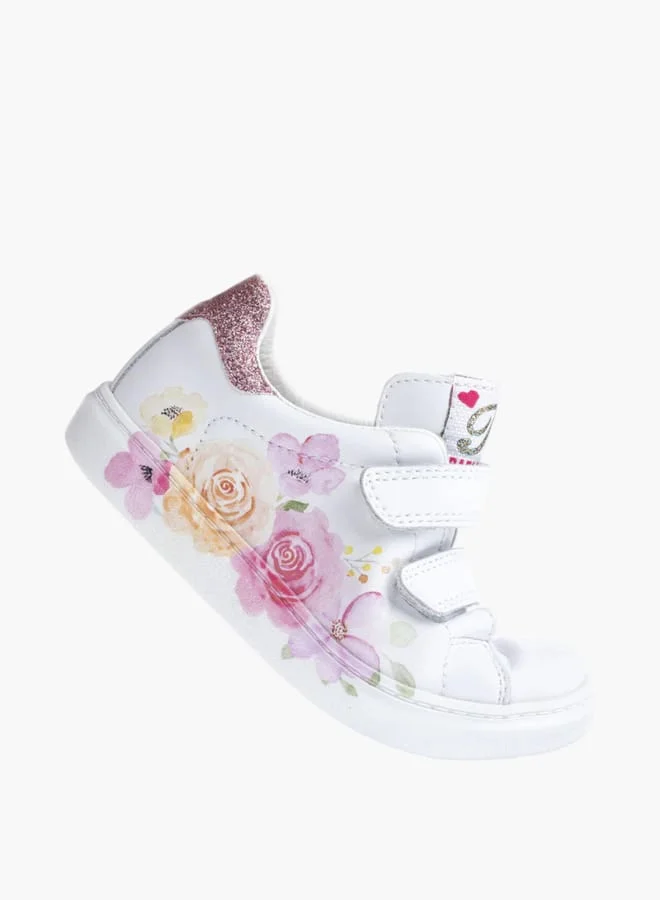 Pablosky Girls' Floral Print Sneakers with Hook and Loop Closure School Shoes