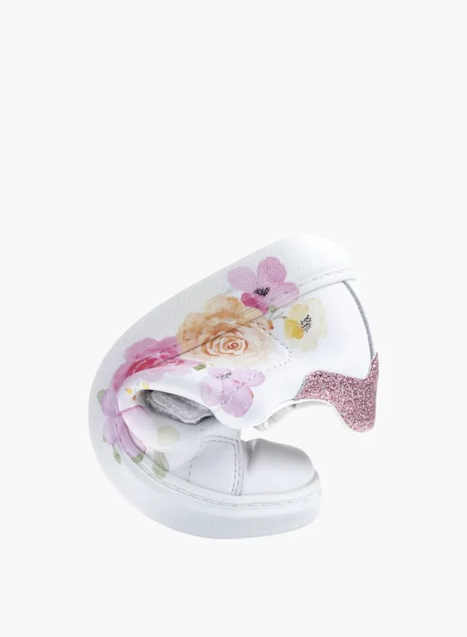 Pablosky Girls' Floral Print Sneakers with Hook and Loop Closure School Shoes