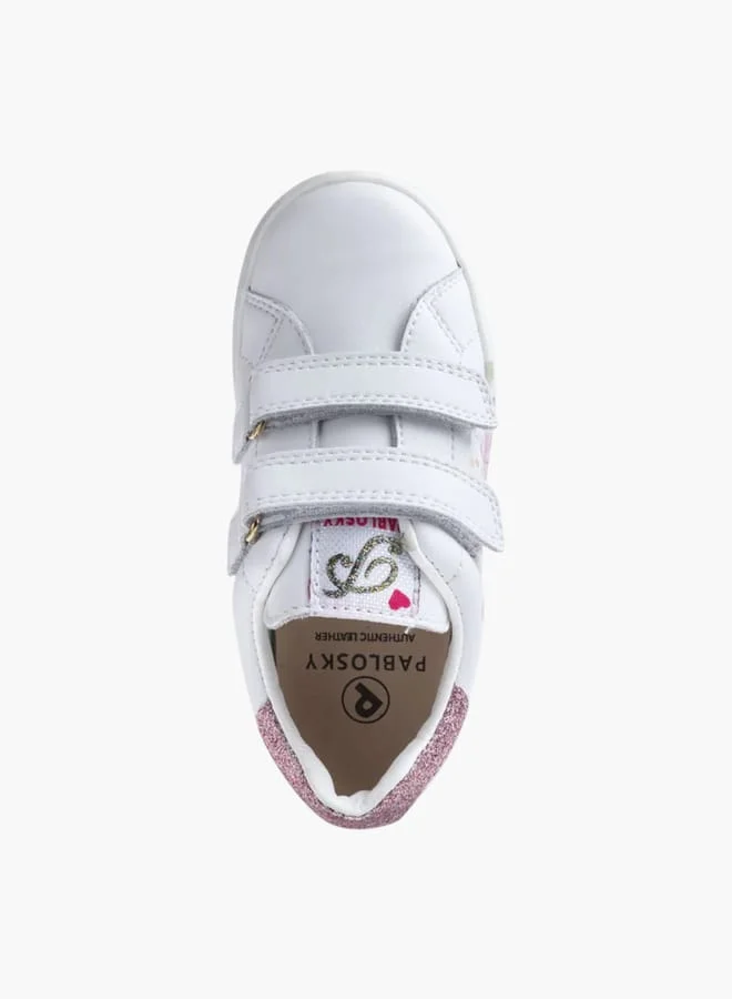 Pablosky Girls' Floral Print Sneakers with Hook and Loop Closure School Shoes