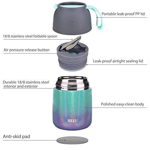 ITSLIFE Insulated Thermo Soup Jar for Kids & Adults, 17 oz Stainless Steel Thermal Food Container with Spoon, Triple Layer Insulation (Rainbow) - Image 3