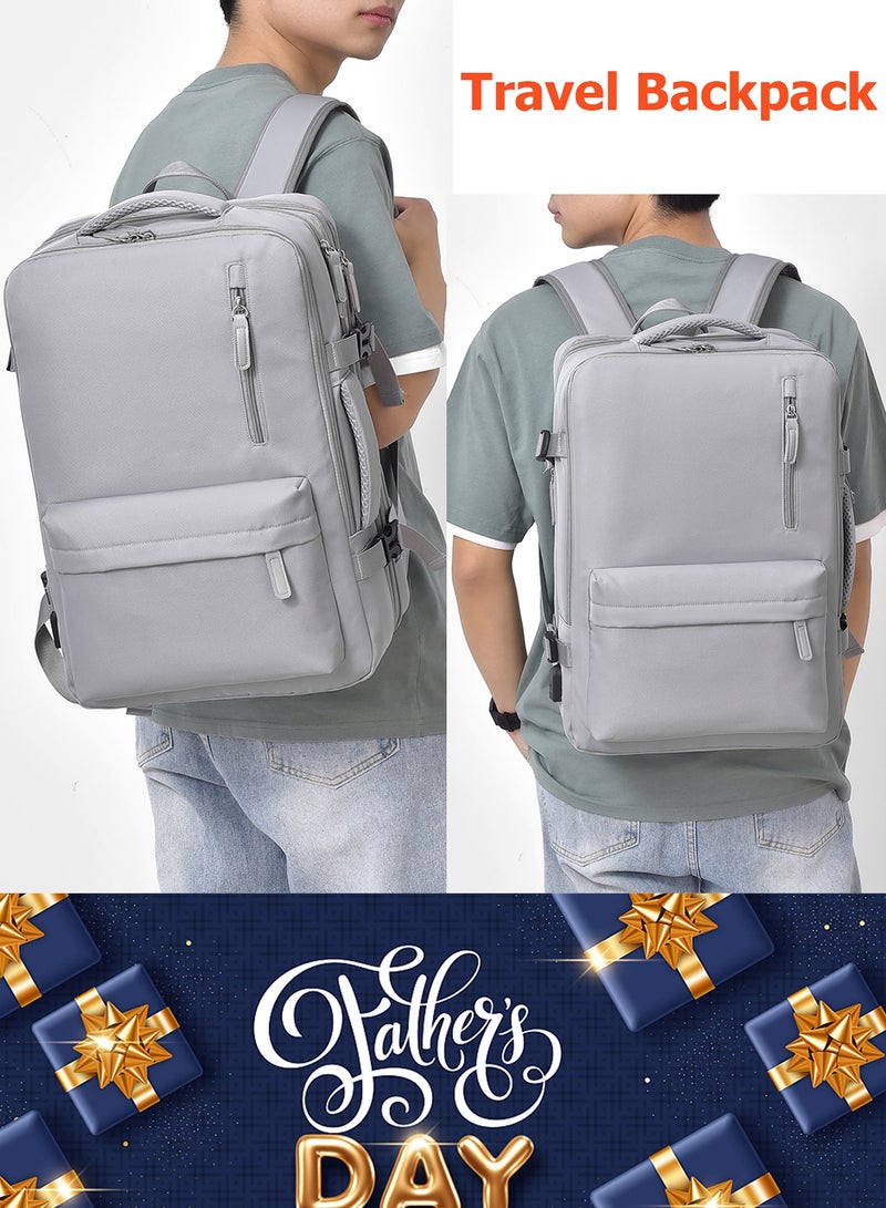 TokFaa Carry on Backpack,Large Travel Laptop Backpack Expandable 40L Flight Approved Weekender Overnight Luggage Bag for Men Women 17 Inch Waterproof Daypack for Business College School（Grey） - Image 3