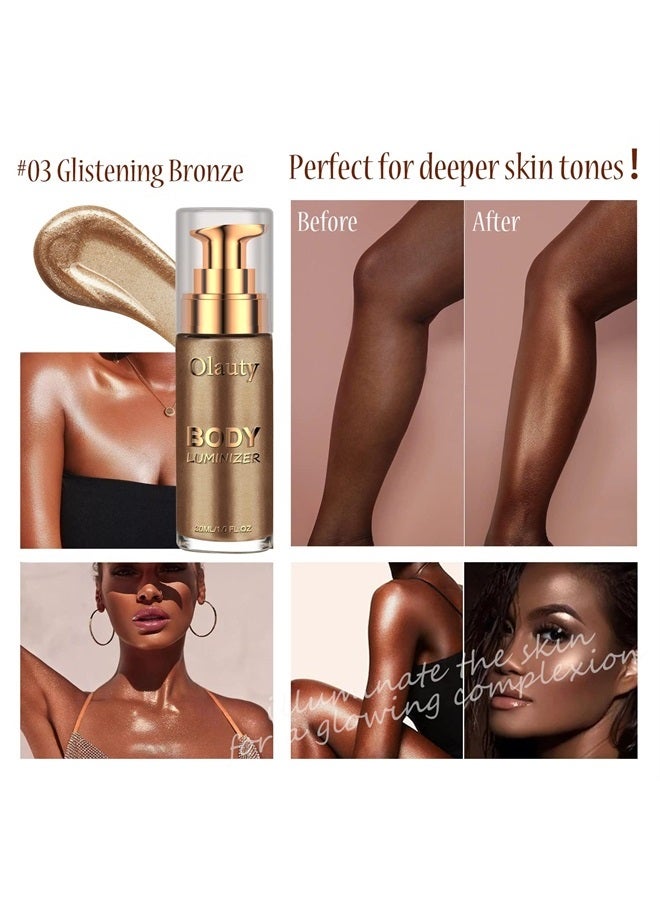 FirstFly Liquid Illuminator, Firstfly Body Highlighter Makeup Smooth Shimmer Glow Liquid Foundation for Face & Body（#03 Glistening Bronze） - Image 5