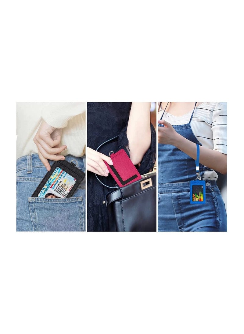 ID Badge Holder with Wristlet Keychain, 2-Pack Slim Lanyard Card Case for ID, Detachable Keychain for Student, Office, School, and Driver's License Use - Image 4