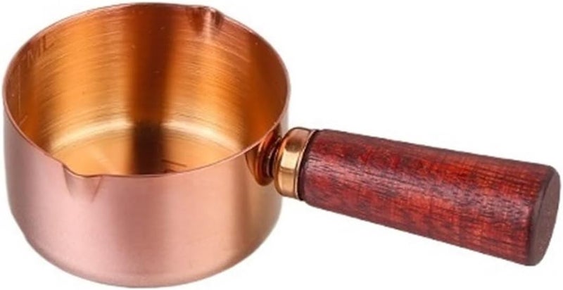 Gravy Boat Steak Sauce Cup with Handle Tomato Salad Dipping Saucer Wooden Handle Western Sauce Cup Stainless Steel Sauce Cups Gravy Jug(Small) - Image 1