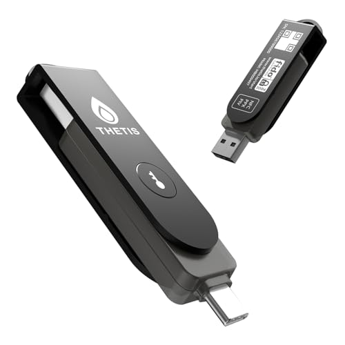THETIS مفتاح أمان Thetis Pro FIDO2 مع كلمة مرور معقدة [PinPlex]، جهاز هاردوير يدعم USB A وType C وNFC، تطبيق مصادق TOTP/HOTP، شهادات PIV، مصادقة عاملين FIDO 2.0 2FA MFA - Image 1
