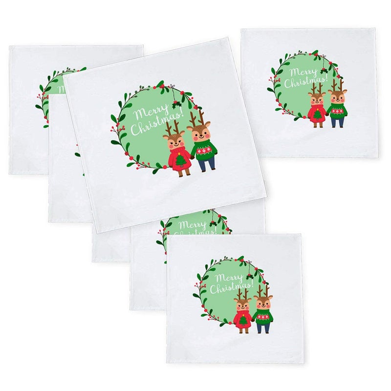 Khakee 6 Pcs Christmas Theme Tafta Silk Table Napkins 10x 10 for Xmas Decoration Christmas OrnamentsChristmas Gift npxmas154P - Image 1