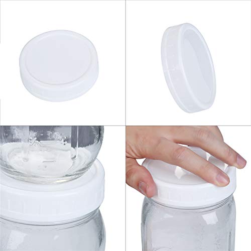 STARUBY 2 Dozen Regular Mouth Lids Mason Jar Lids Plastic Storage Caps for Mason Canning Jars and More, Standard, Dia 70mm, White - Image 2