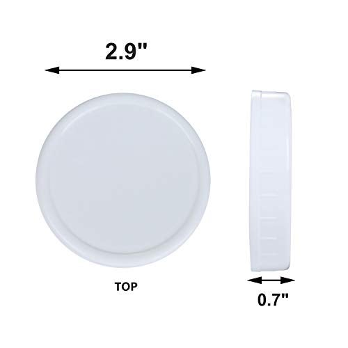 STARUBY 2 Dozen Regular Mouth Lids Mason Jar Lids Plastic Storage Caps for Mason Canning Jars and More, Standard, Dia 70mm, White - Image 3