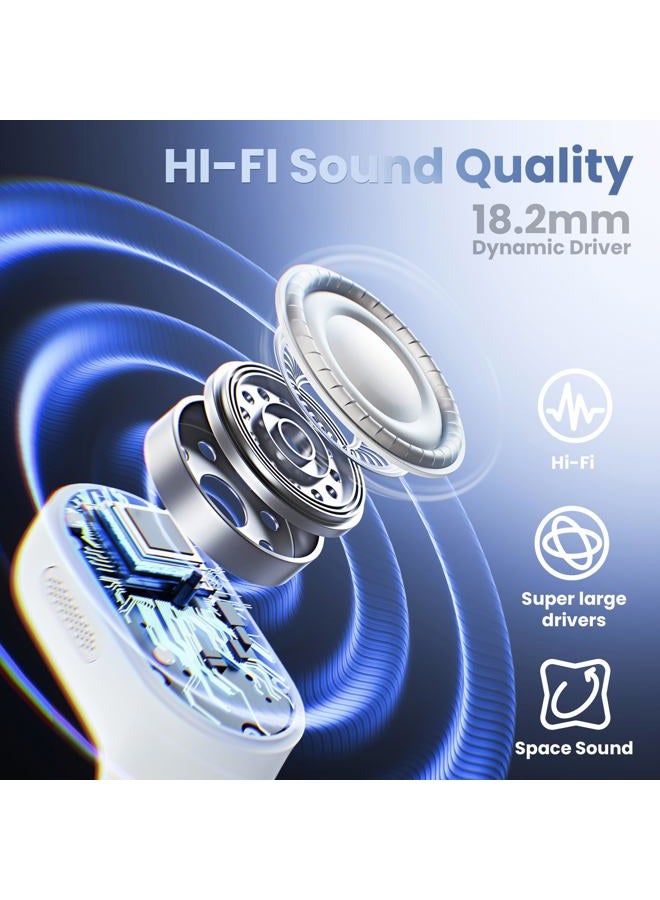 vnilrgle Open Ear Headphones Earbuds wireless - 5.4 Bluetooth Ear Buds with LED Digital Display IPX7 Waterproof, Wireless Headphones Touch Control Air Conduction Stereo Sound with 18.2mm Drivers 40H Playtime - Image 4