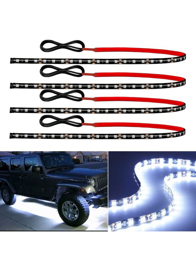 Miisiya 12V Led Light Strip Connectable 24Inch White Led Strip Lights for Car Underglow Kit Golf Cart Motorcycle Boat Cabinet Waterproof Led Light Strip,4Pack - Image 1