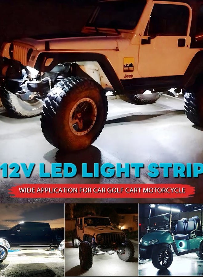 Miisiya 12V Led Light Strip Connectable 24Inch White Led Strip Lights for Car Underglow Kit Golf Cart Motorcycle Boat Cabinet Waterproof Led Light Strip,4Pack - Image 4