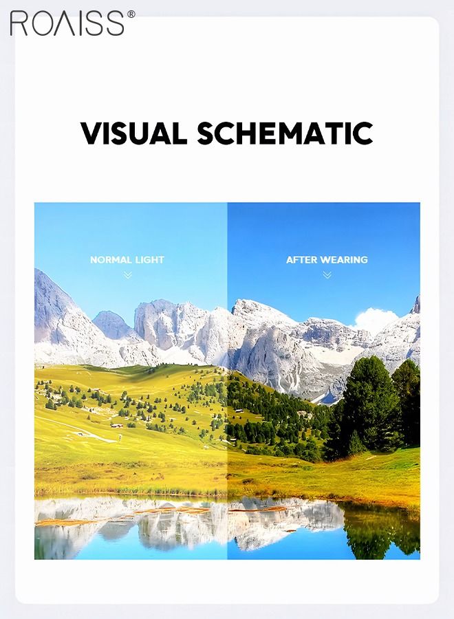 رويس نظارة شمسية مستقطبة بيضاوية نسائية، نظارة الشمس الواقية من الأشعة فوق البنفسجية 400 بإطار أسود مزين بنمط الثعلب، ظلال شمس مضادة للوهج عصرية أنيقة للنساء مع حافظة النظارة، 58 ملم - Image 5