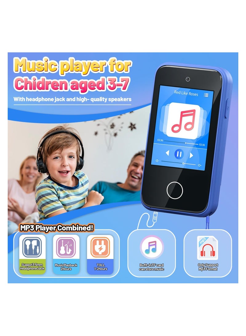 Dubkart Kids Smart Phone Toys for Boys Ages 3-7 with Dual Camera - Toddler Phone Toys with Learning Games, Travel Toys with MP3 Music Player for Birthday Gifts for 3 4 5 6 7 Year Old Kids (Blue1) - Image 4