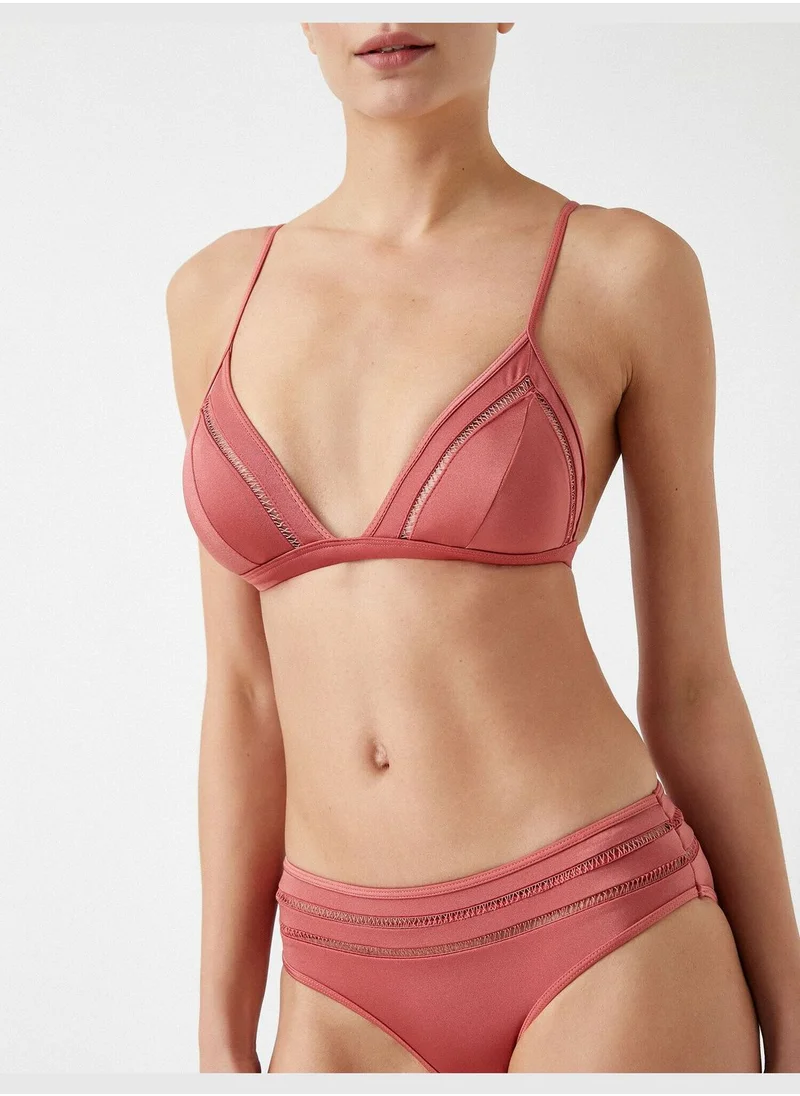 كوتون Triangle Bikini Top Mesh Detail