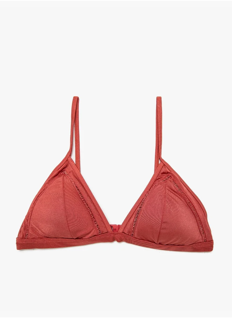 كوتون Triangle Bikini Top Mesh Detail