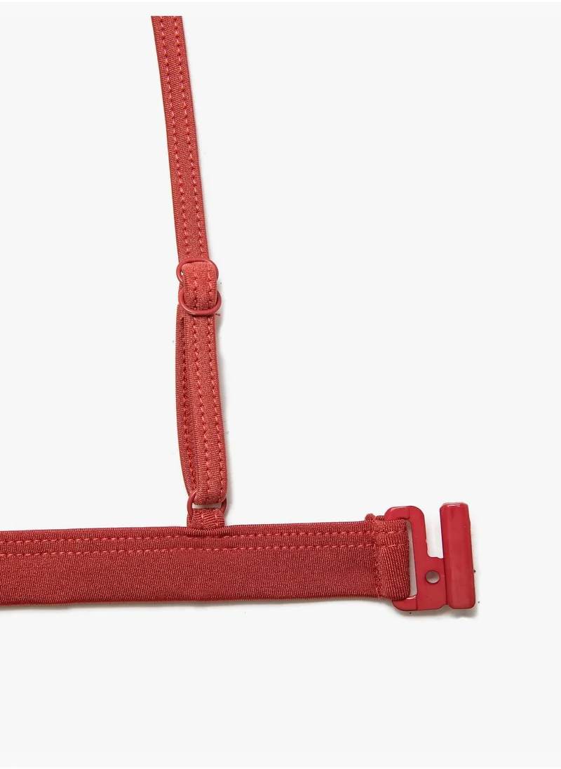 كوتون Triangle Bikini Top Mesh Detail