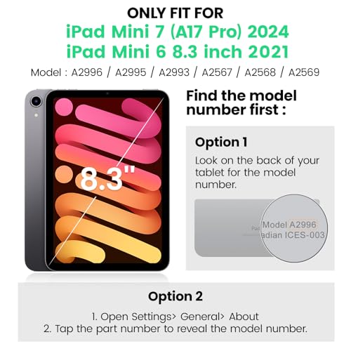 SEYMAC Case for iPad mini 7 (A17 Pro) 2024/ Mini 6 8.3″, Full-Body Shockproof Protective Case with Screen Protector, 360° Rotating Stand, Hand/Shoulder Strap for iPad mini 7th/ 6th Generation, Black - Image 2