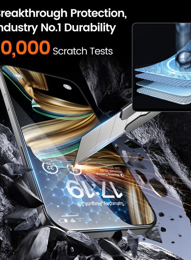 EZ-GLAZ 4 Pack for iPhone 17/iPhone 16 Pro Screen Protector[6.3"] 9H+ Hardness 12FT Military Grade Shatterproof Long Durable Tempered Glass Film with Flawless Fit Box, HD Clear, Scratch Resistant - Image 5