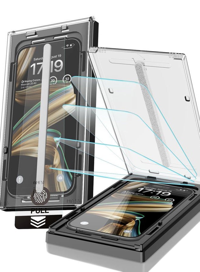 EZ-GLAZ 4 Pack for iPhone 17/iPhone 16 Pro Screen Protector[6.3"] 9H+ Hardness 12FT Military Grade Shatterproof Long Durable Tempered Glass Film with Flawless Fit Box, HD Clear, Scratch Resistant - Image 1