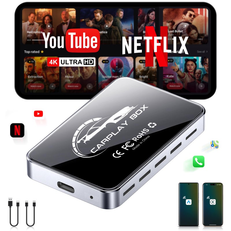 FAIMEE AI Box Wireless CarPlay & Auto Adapter - Plug & Play, Dual-Band WiFi, Bluetooth 5.0, 4K Video Support, Android 12.0 System, Compatible with Factory CarPlay & Android Auto ï¼ˆ4GB RAM+32GB ROMï¼‰ - Image 1